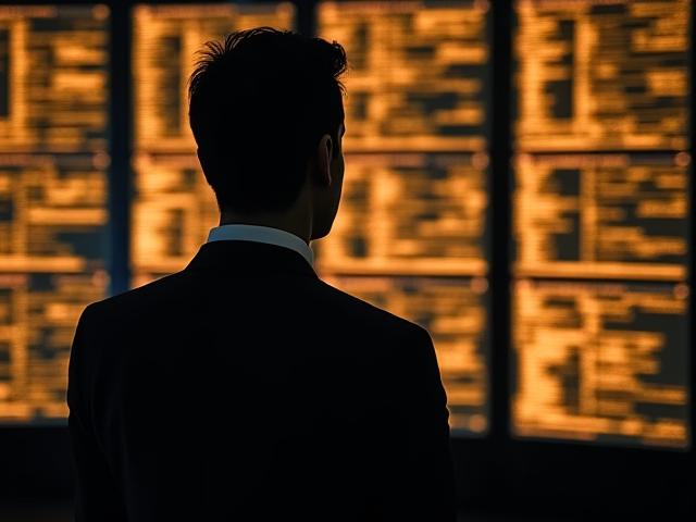 Professional silhouette of a senior geopolitical analyst in a high-tech monitoring center